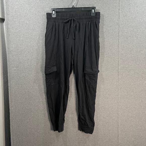 AnyBody Cozy Knit Cropped Cargo Jogger Jet Black, X-Small - Picture 1 of 9